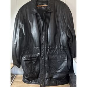 Leather Limited Black Leather Long Coat Thermolite Insulated Size 3XL